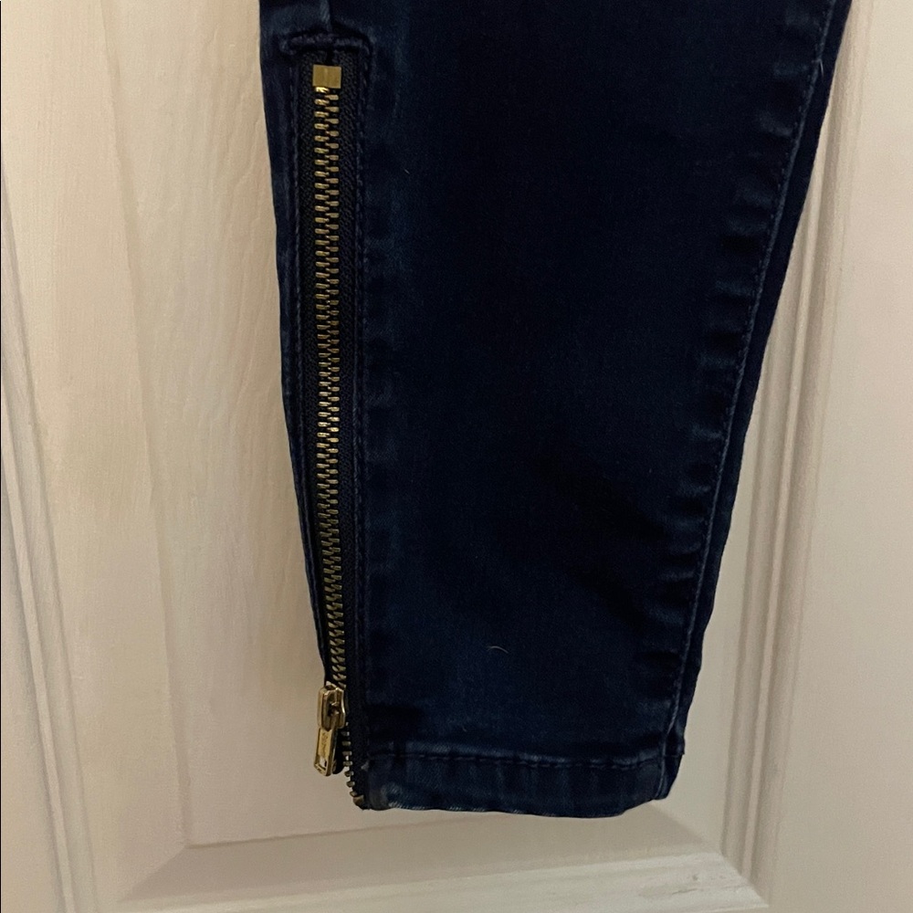 Jennifer Lopez Navy  Skinny Ankle Pants with Gold Zippers - Picture 2 of 7